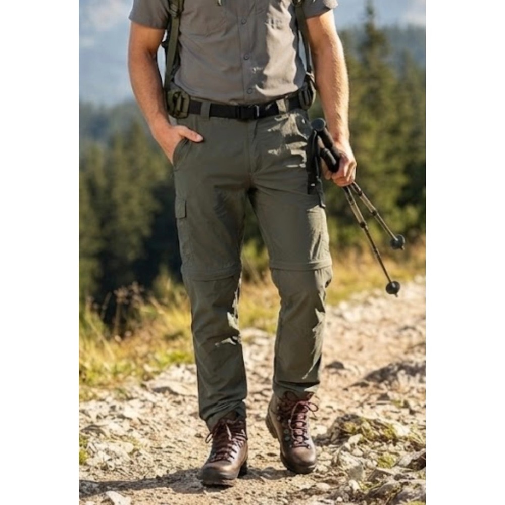 Columbia Silver Ridge Convertible Cargo Pants Mens 38x30 Green Hiking Trail Zip